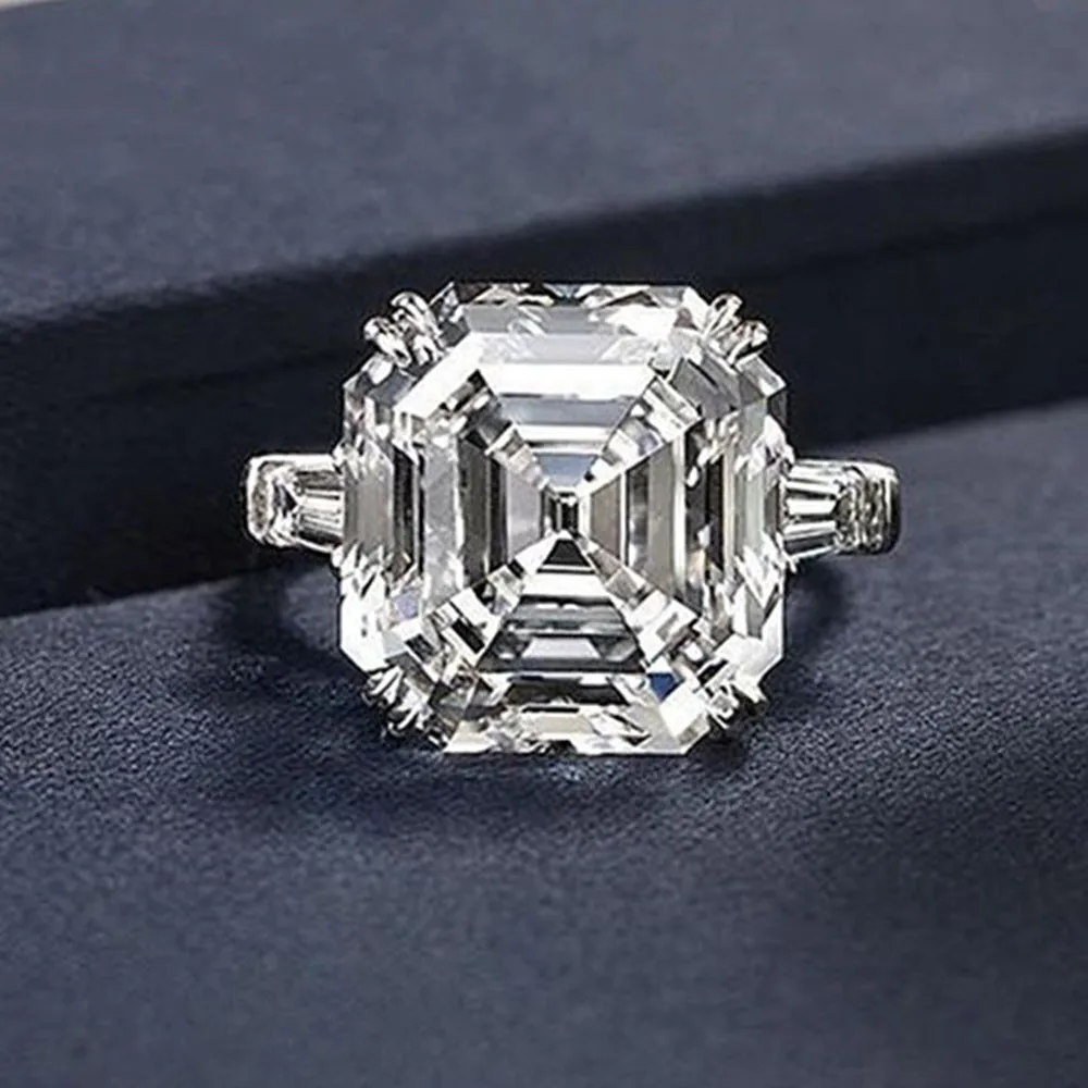 

Huitan Luxury Women Asscher Cubic Zirconia Ring Engagement Wedding Bridal Accessories Anniversary Gift Eternity Love Jewelry Hot