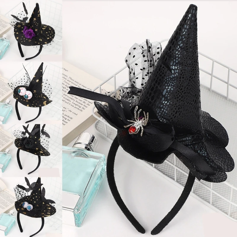 

Witch Hat Headband for Adult Cosplay Party Costume Novelty-Wizard Cap Hairband Holiday Masked-Ball Headgear Accessories DXAA