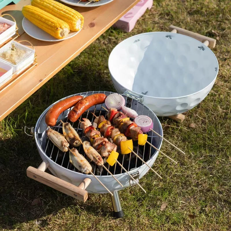 Household Bbq Charcoal Barbecue Outdoor Barbecue Oven Frying Pan  Cast Iron Cookware