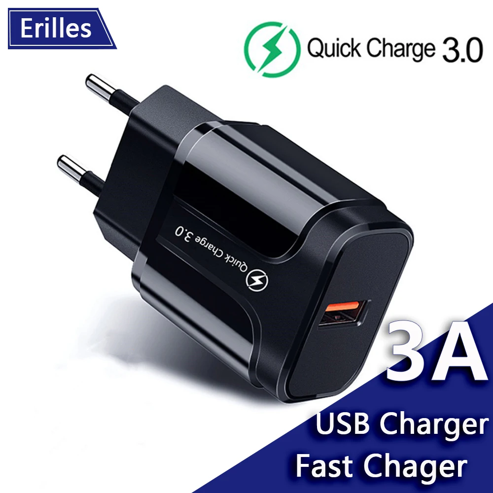 

3A Quick Charge 3.0 USB Charger For iPhone 14 Pro EU/US Wall Mobile Phone Charger Adapter QC3.0 Fast Charging For Samsung Xiaomi