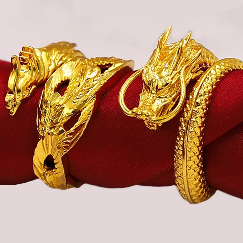 

Dragon Phoenix Pi Xiu Rings For Women Men Vintage copper Opening Adjustable Ring Lucky Wealth Attraction Charm Amulet Jewelry