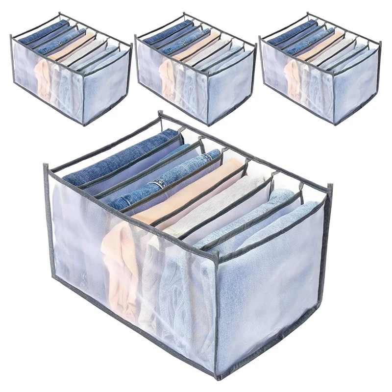 

7 Grids Clothes Organizer 8PCS,Folded Clothes Organizer For Closet,Washable Drawer Clothes Compartment Storage Box