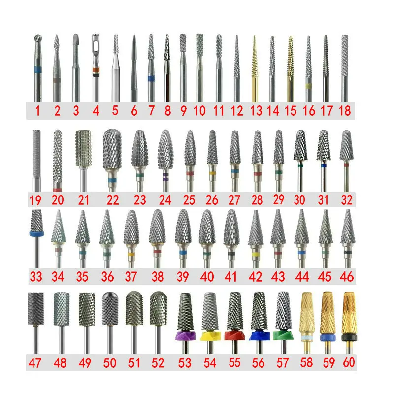 Tungsten Nail Drill Bits Cabide Nail Sander Tips for Manicure Pedicure Cuticle Clean Acrylic Gel Polish Remove Nail Tools