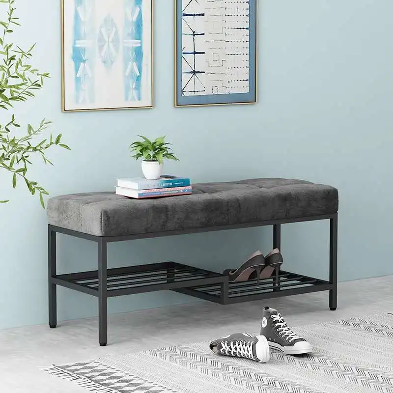

Nordic Shoe rack with seat living room furnitu hallway storage Simple shoe changing stool entrance hall with bench space saving