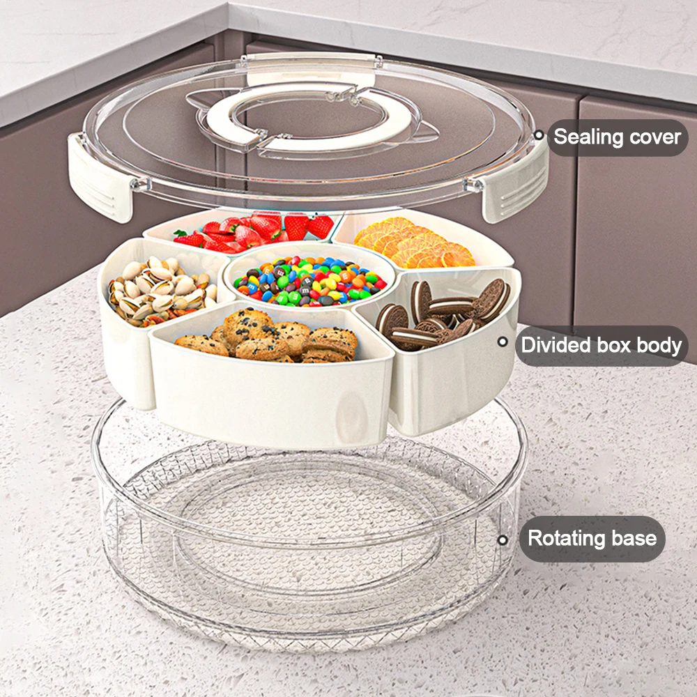 Ящик для хранения еды вращающийся на 360° разделенный сервировочный поднос с
