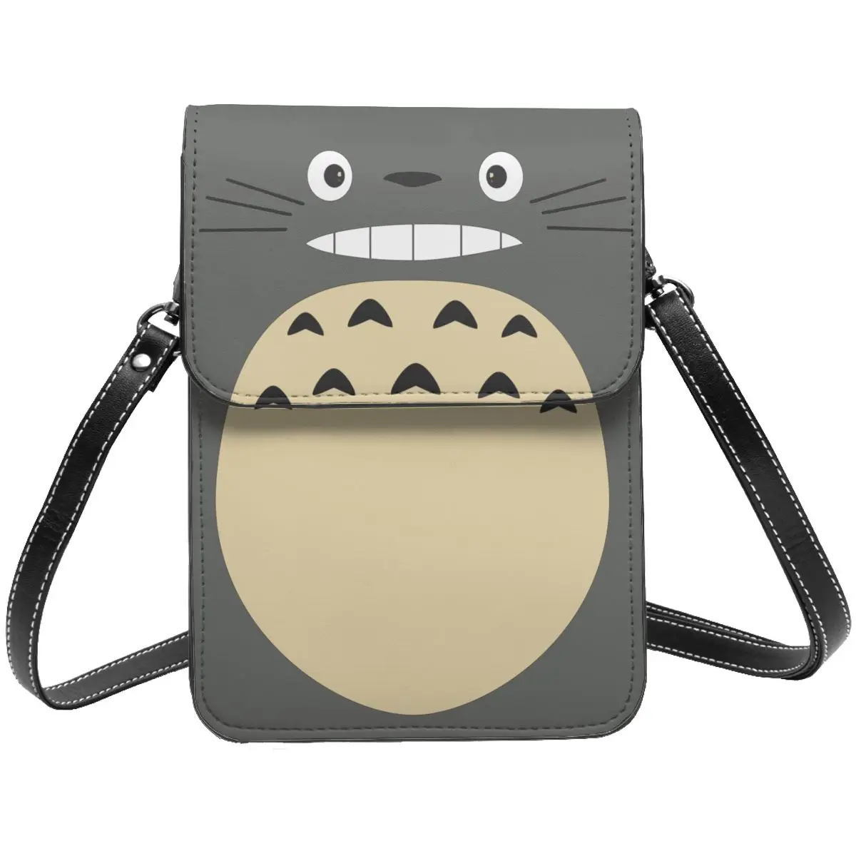 Anime My Nighbor Totoro Leather Cell Phone Purse Merch Trend Woman Cartoon Grey Totoro Crossbody Bag Card Case Durable