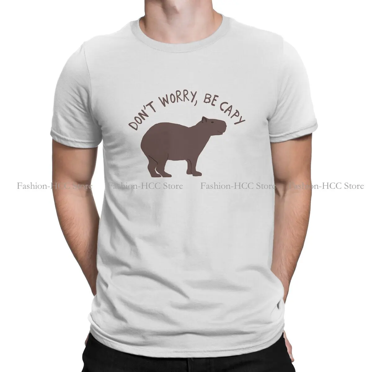 

Don't Worry Be Capy Graphic Polyester TShirt Capybara Capybaras Printing Tops Casual T Shirt Men Tee