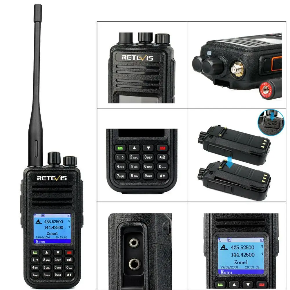 Tanie Retevis RT3S DMR Cyfrowe Walkie Talkie Profesional(GPS) VHF UHF Nadajnik Pasmowy Dalekiego Zasięgu Ham Stacje Radiowe Radio Amatorzy