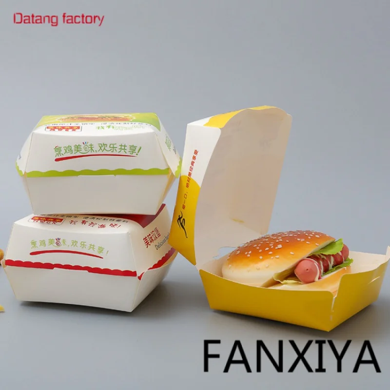 

Бумажная коробка для гамбургеров на заказ, упаковка для фаст-фуда