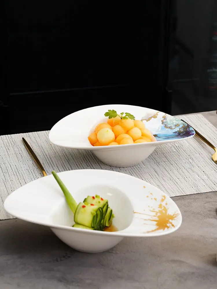 

Luxury Ceramic Ramen Bowl Restaurant Kitchen Tableware Creative Salad Dessert Household Practical Aparelho De Jantar Home