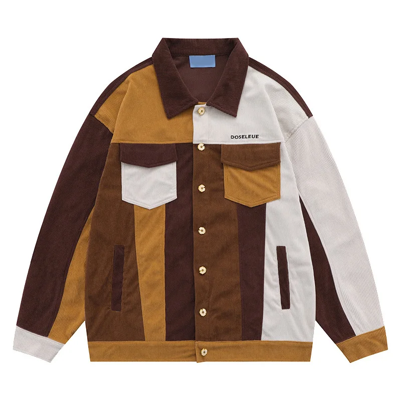 

Куртка Harakuju мужская с цветными вставками, повседневная винтажная уличная одежда в стиле пэчворк, свободная верхняя одежда