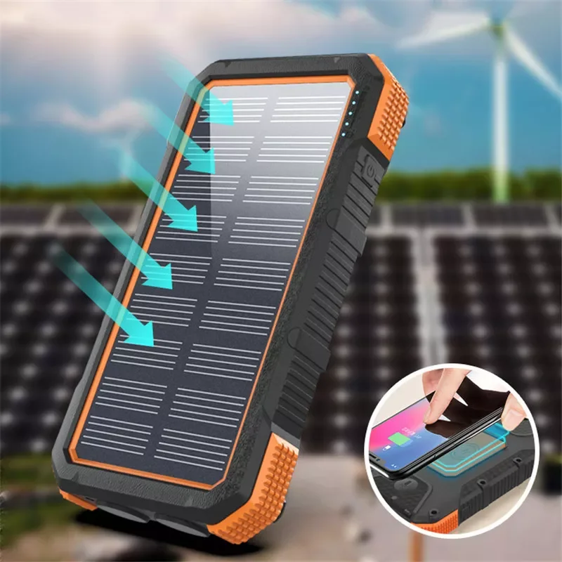 

2023New 45000mAh wireless solar power bank sos portable travel solar panel automatically recharges in the sun, external battery