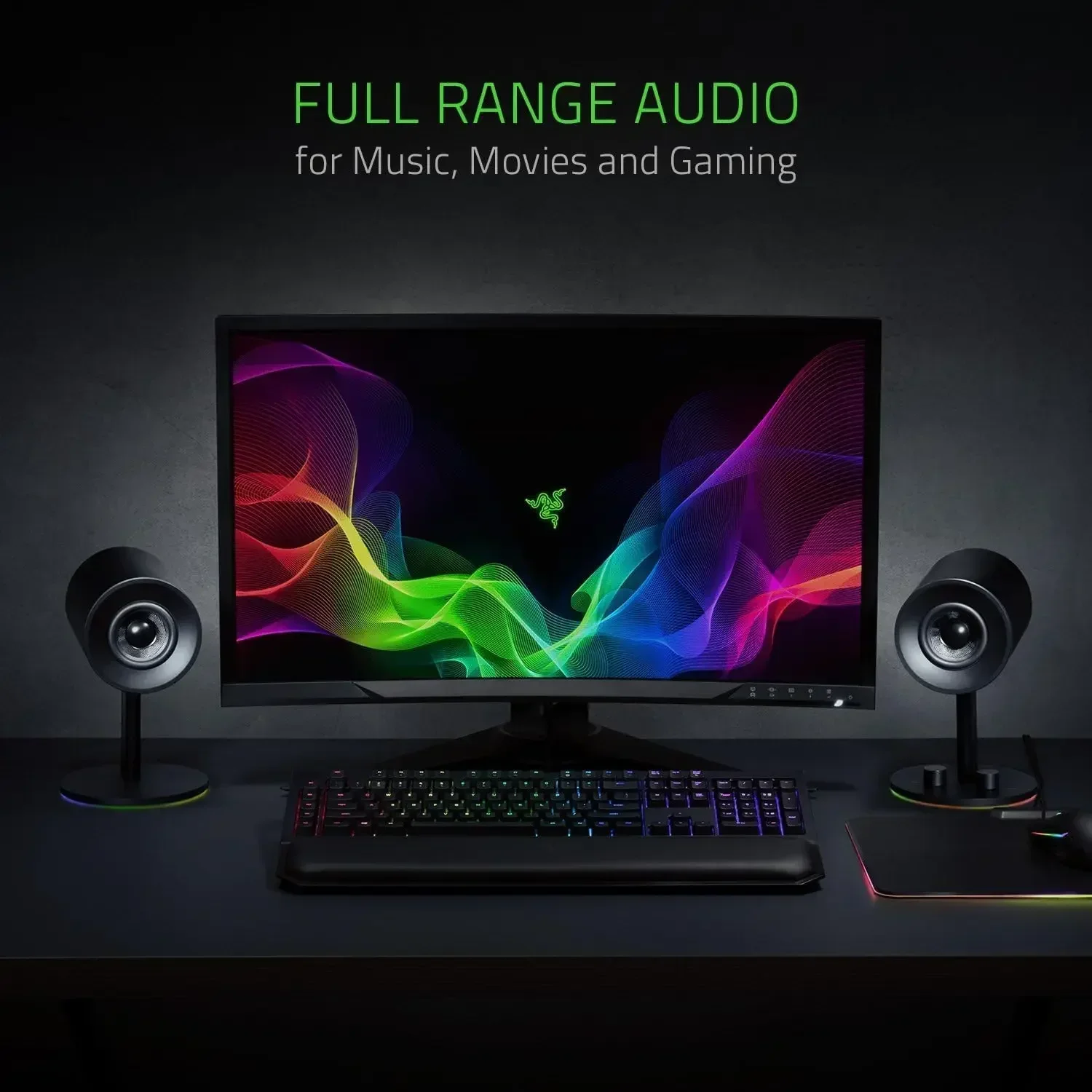 Razer Nommo Chroma: задние басовые порты — басовая ручка с автоматическим контролем