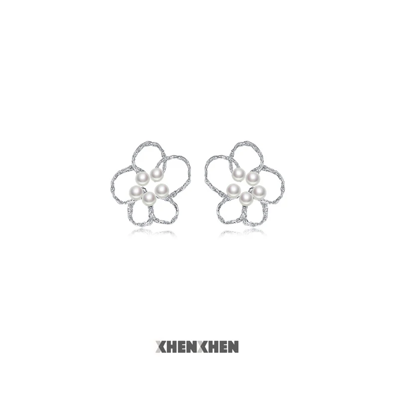 

XHENXHEN Intergrowth Flower Natural Scallop Bead Ear Studs Ear Clip Original Design Fashion Trendy Accessories Wedding Jewelry