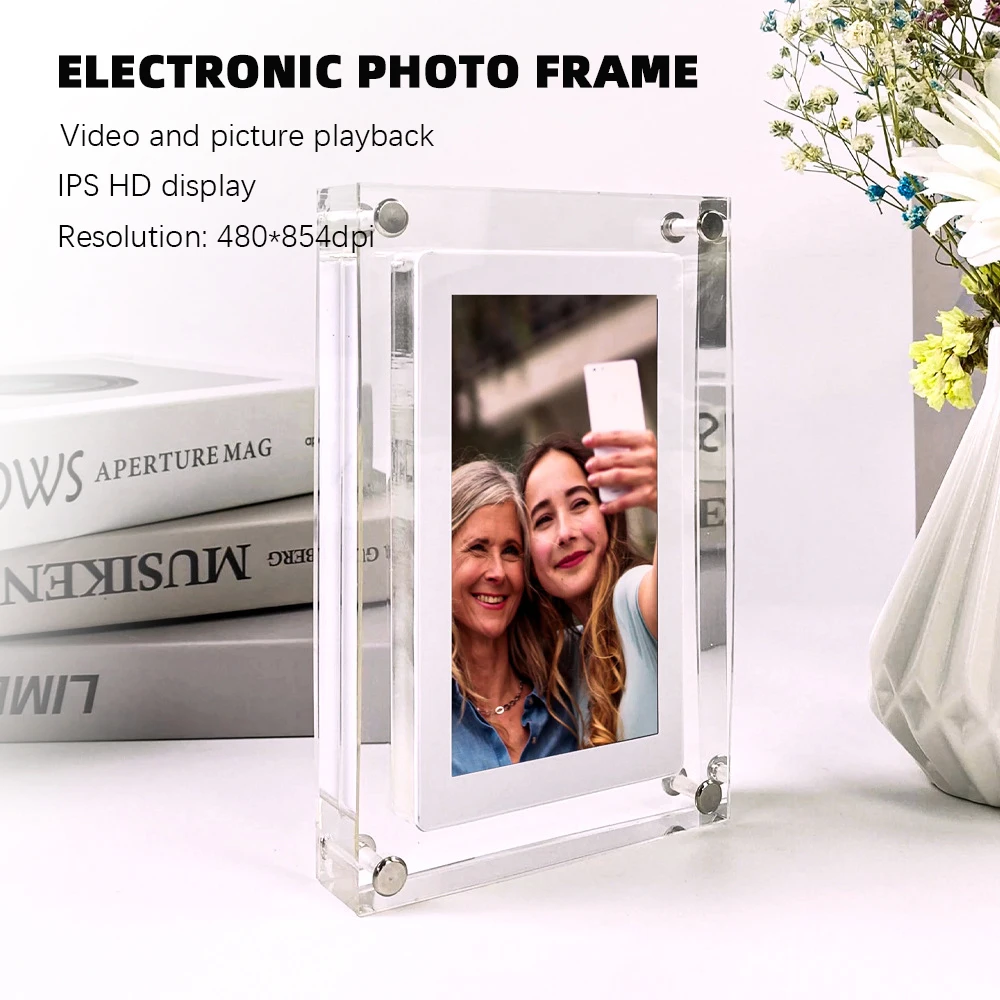 

Digital Picture Frame Acrylic Video Player Digital Photo Frame Vertical Display With 1GB And Battery Type C Video Frame Gift For