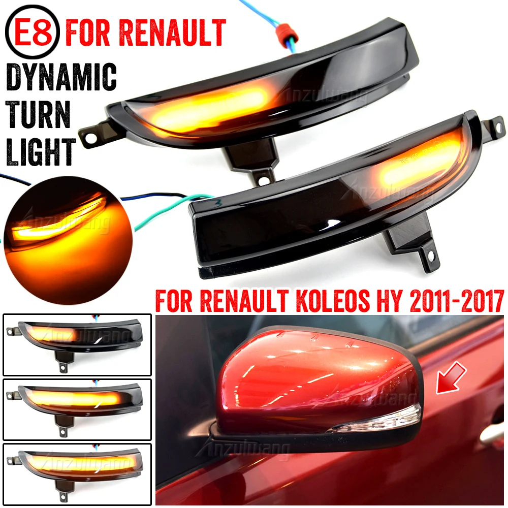 

2Piece For Renault Koleos HY 2011-2017 1st Gen. Facelift Model LED Dynamic Turn Signal Mirror Blinker Indicator Sequential Light