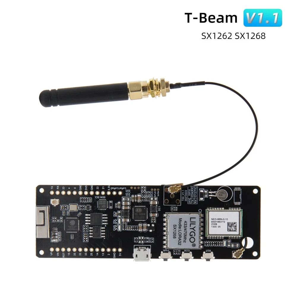

Go T-Beam V1.1 ESP32 NEO-M8N GNSS IPEX LoRa SX1268 433Mhz SX1262 868Mhz 915Mhz Wireless Module WiFi Bluetooth Board