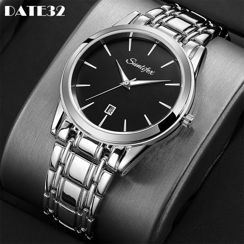 

Часы наручные мужские кварцевые, деловые повседневные Простые Роскошные, чёрные/серебристые, классические