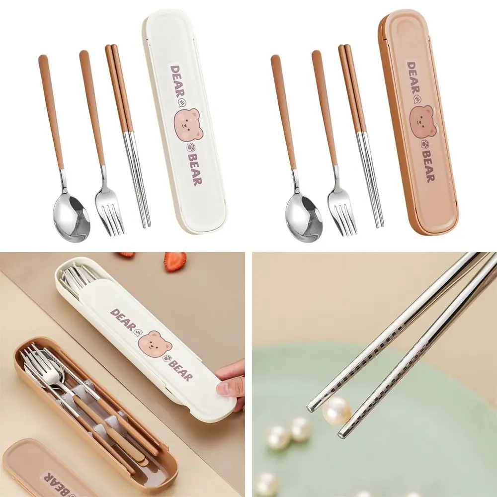 

School Office Camping Stainless Steel Lunch Box Fork Spoon Chopsticks Set Tableware Dinnerware Cutlery Set