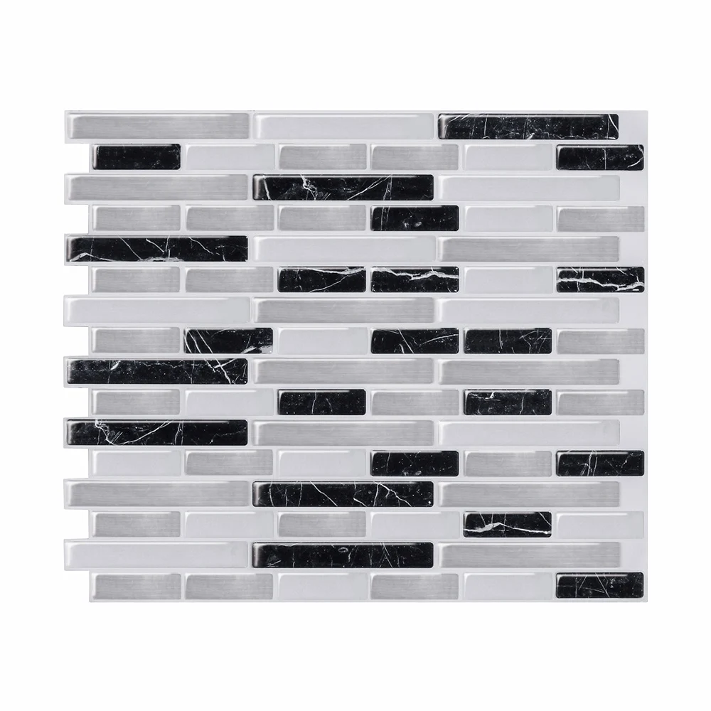 

Self Adhesive Mosaic Tile 3D Wall Decal Sticker DIY Kitchen Bathroom Home Decor Vinyl Peel and Stick Mixed Brown Marble 1 Sheet