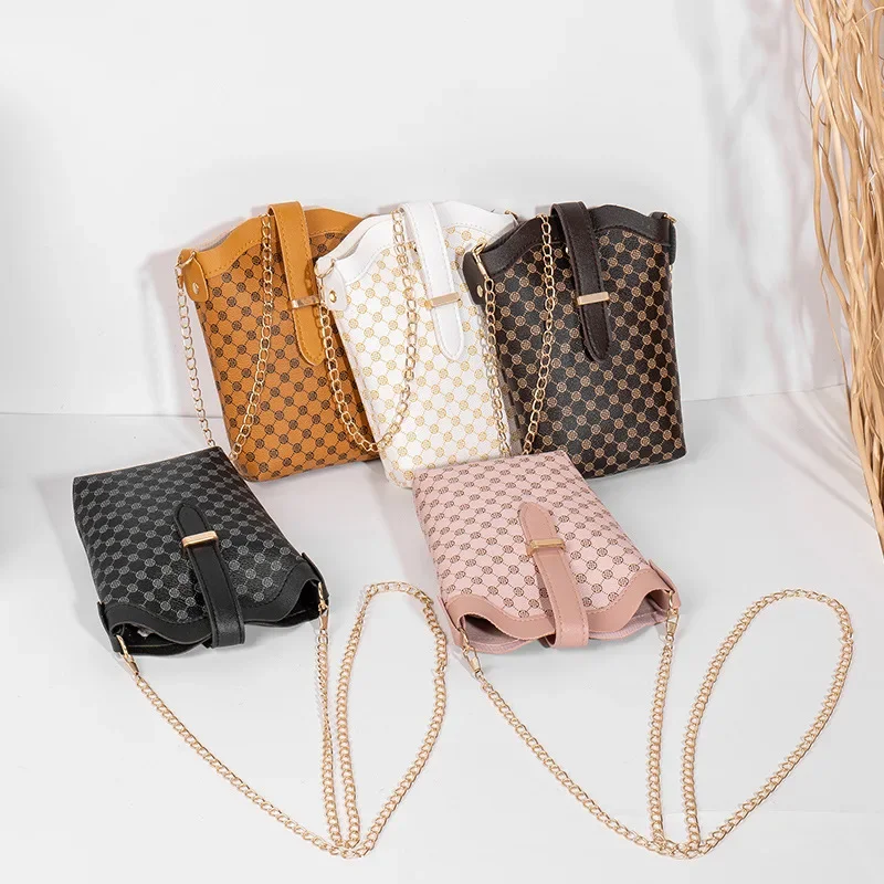 

Retro Print Mini Bucket Fashion Versatile Messenger Mobile Phone Small Bag Foreign Trade Bag for Women