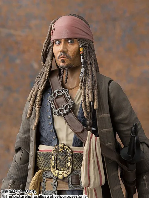 SHF Pirates of the Caribbean Dead Men Tell No Tales Jack Sparrow PVC Action Figure Collectible Model Doll Toy 15cm images - 6