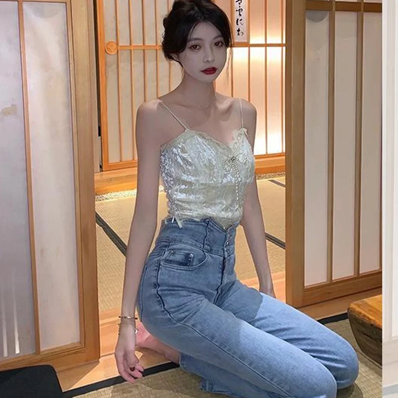 

Корейская верхняя одежда, пикантные топы, кофта, Женская однотонная кружевная Милая элегантная шикарная Девичья простая повседневная унив...