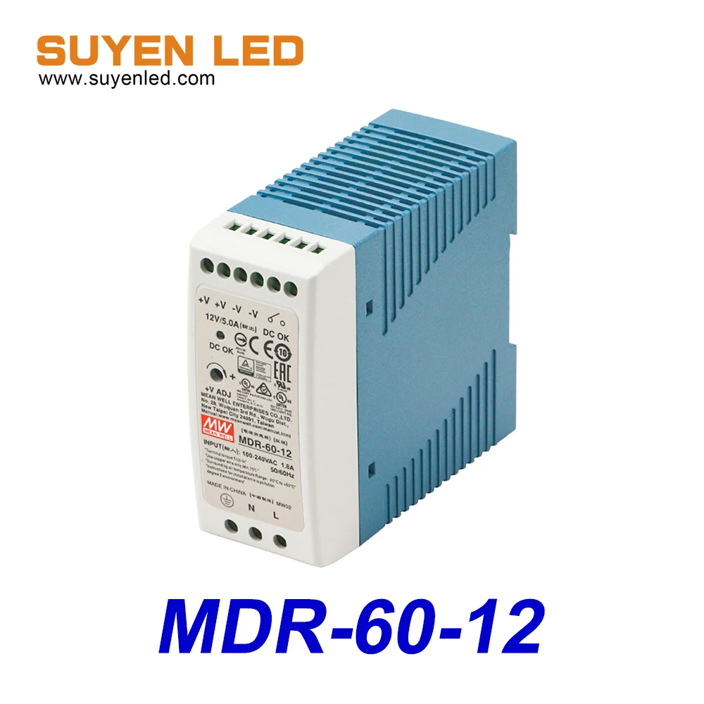 Лучшая цена импульсный источник питания MEAN WELL MDR-60-12 60W 12V 5A |