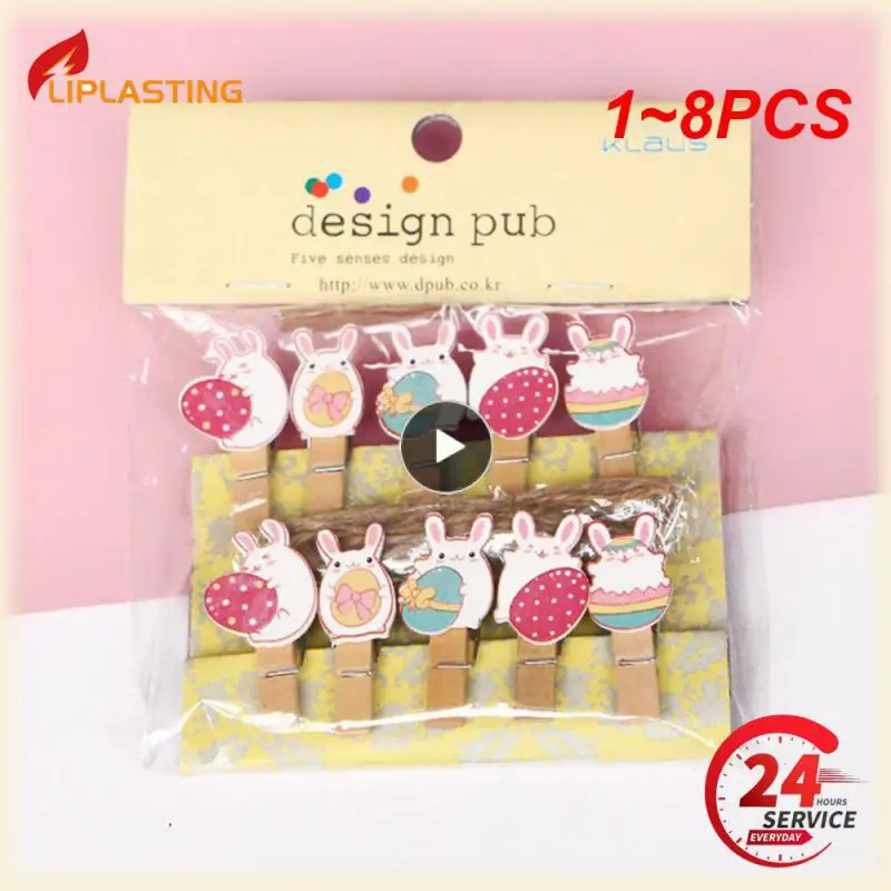 

1~8PCS 1lot Cute cartoon rabbit cat plant Wood Clip Set / Cute Wooden Paper Clips / Small Craft Photo Pegs Kawaii Stationery