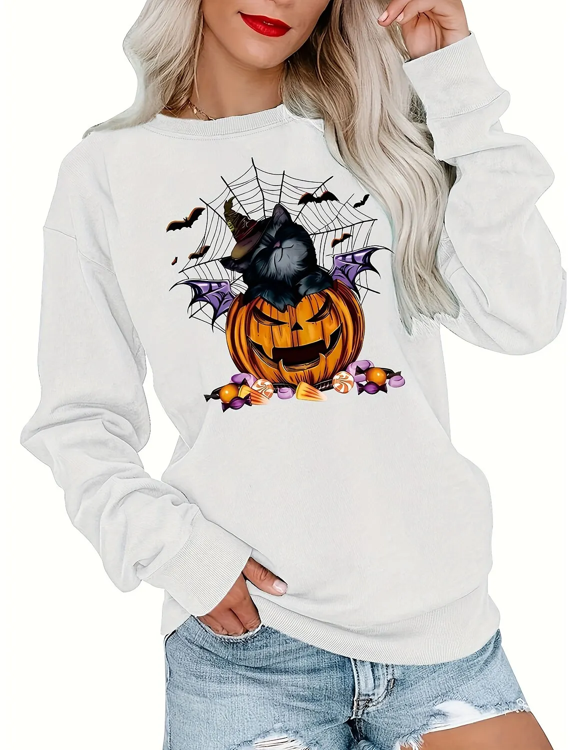 

Новинка 2023, элегантная одежда, Женский Топ с круглым вырезом, летний Свободный пуловер с длинным рукавом и принтом, Винтажная Футболка