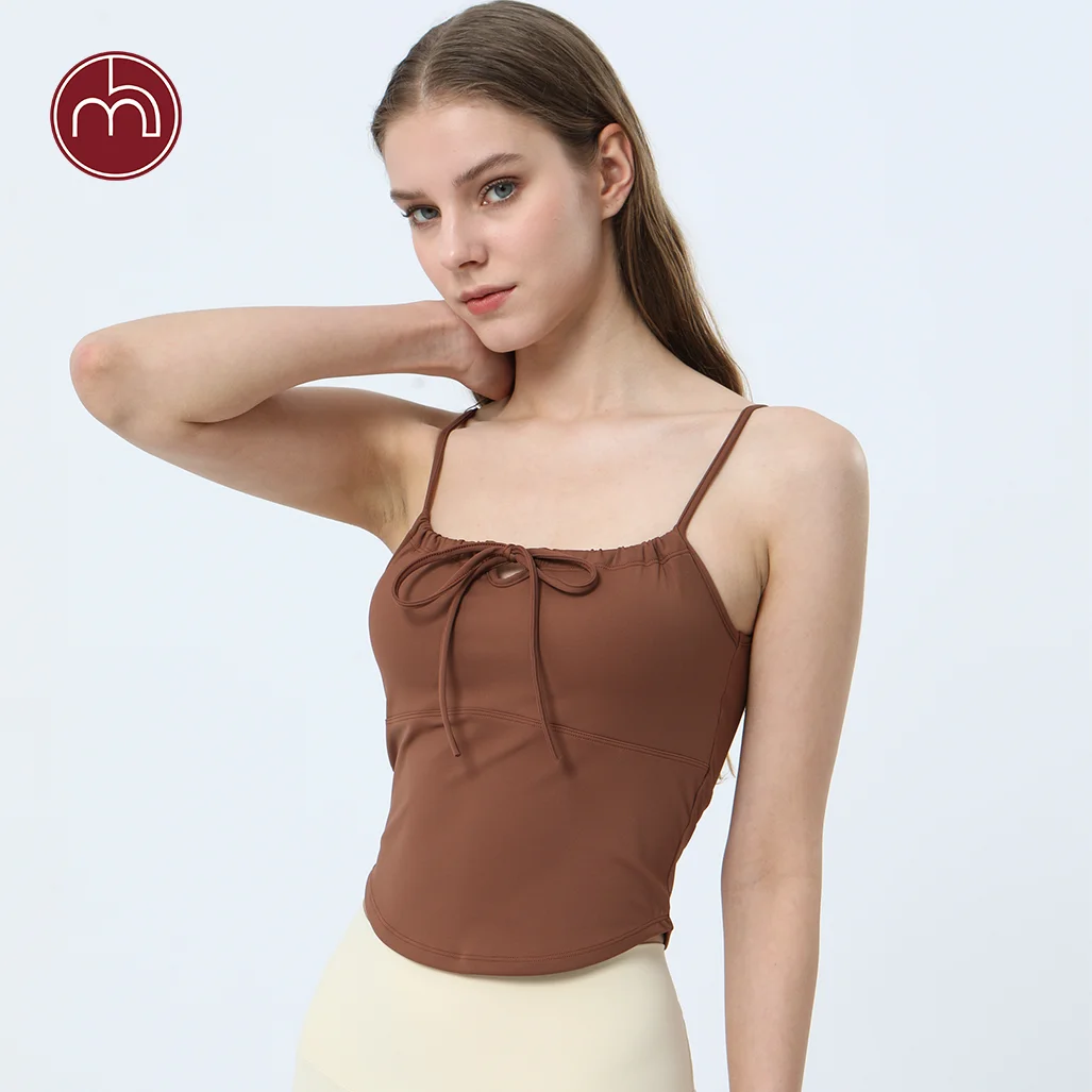 

Women Padded Yoga Vest Pilates Physical Exercise Drawstring Halter Tops Gym Fitness Fashion Sport Crop Tank Outdoor Running Wear