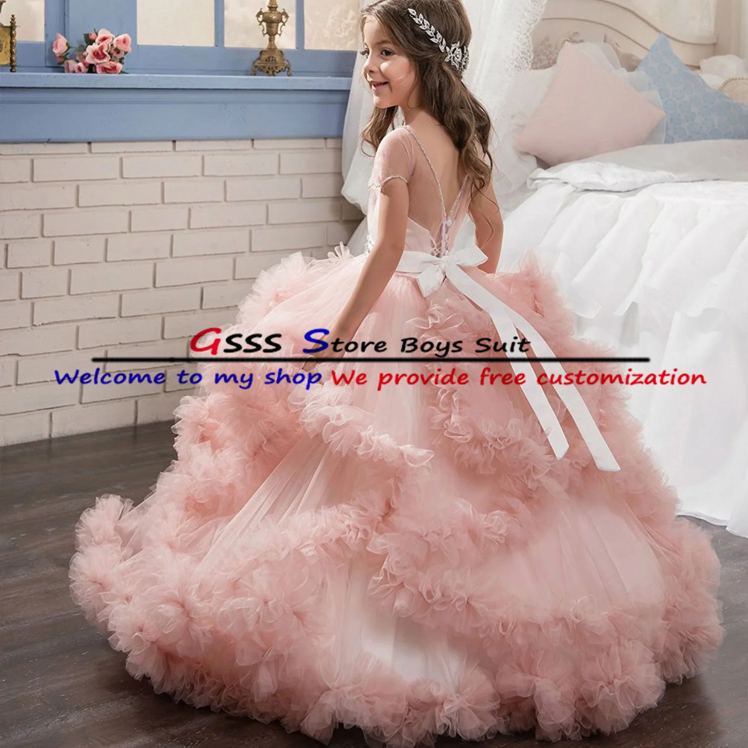 Children's Princess Dress Flower children Dress Wedding Dress Long Mopping Performance Formal Skirt enlarge