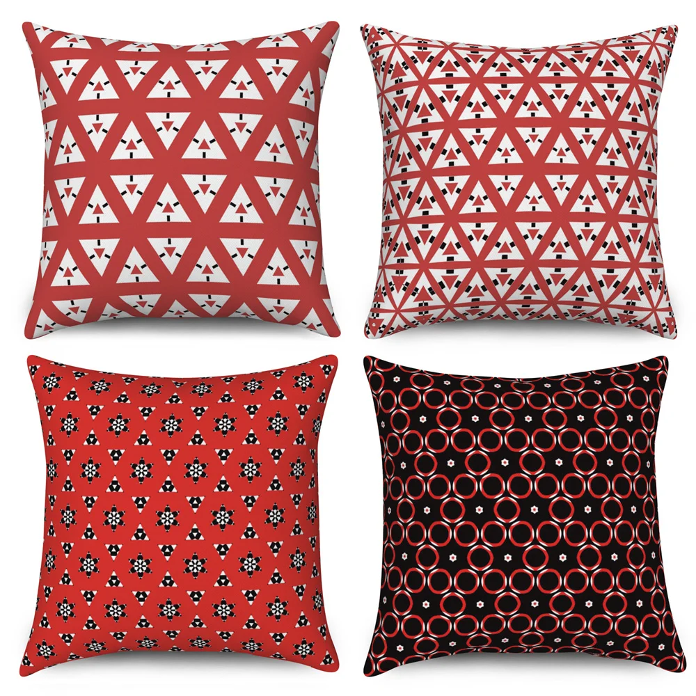 

Red Geometric Cushion Cover Mordern Nordic Pillowcase Home Sofa Car Decorative Throw Pillow Cover Coussin Cojines