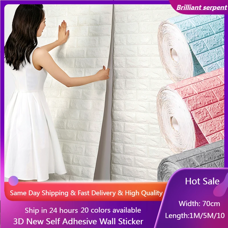 10/5/1 Meter Home Decor Self adhesive Wallpaper Peel Stick 3D Wall Panel Living Room Kitchen Brick Stickers Kids |