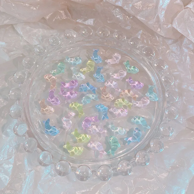

20pcs Fashion Dolphin Resin Design Rhinestones Nail Charms 3D Kawaii Nail Sea Decorations DIY Cartoon Accessories Press on Tips