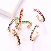 6pcs small cuff ear earring geometric multicolor diamond set cubic all match pierced colorful womens jewelry gift accessories