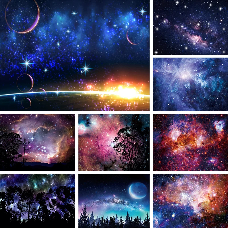 

Starry Night Sky Backdrop Outer Space Decorations Galaxy Birthday Banner Universe Party Photo Prop Star Background Photography