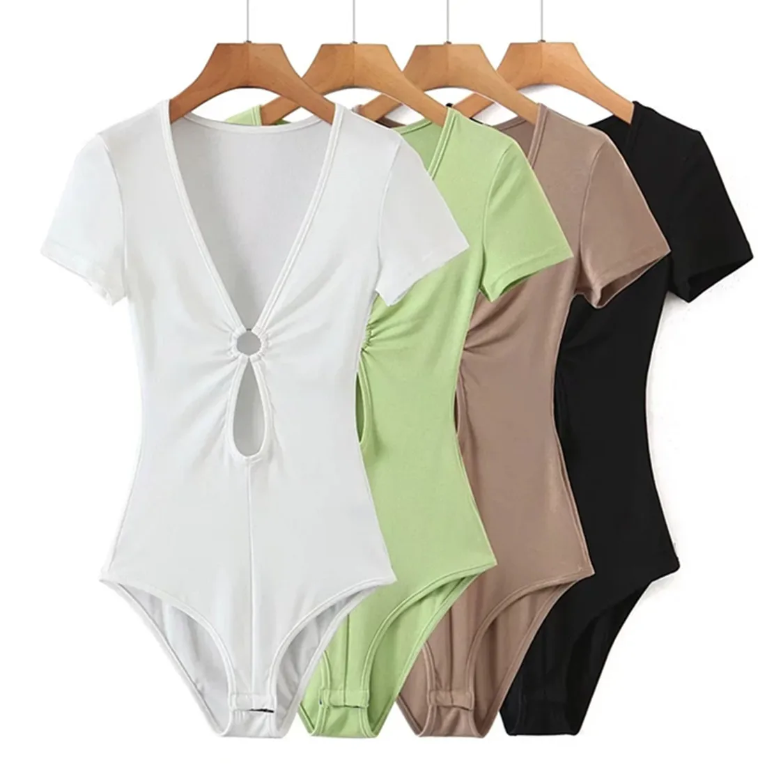 

Dave&Di Vintage Summer Tshirts Ins Fashion Blogger High Street Solid Hollow Out Sexy Bodysuits Women Tops