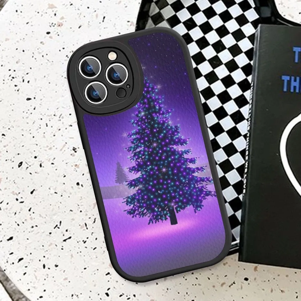 Чехол для телефона с рождественской елкой жесткий кожаный чехол IPhone 14 13 12 Mini 11 Pro