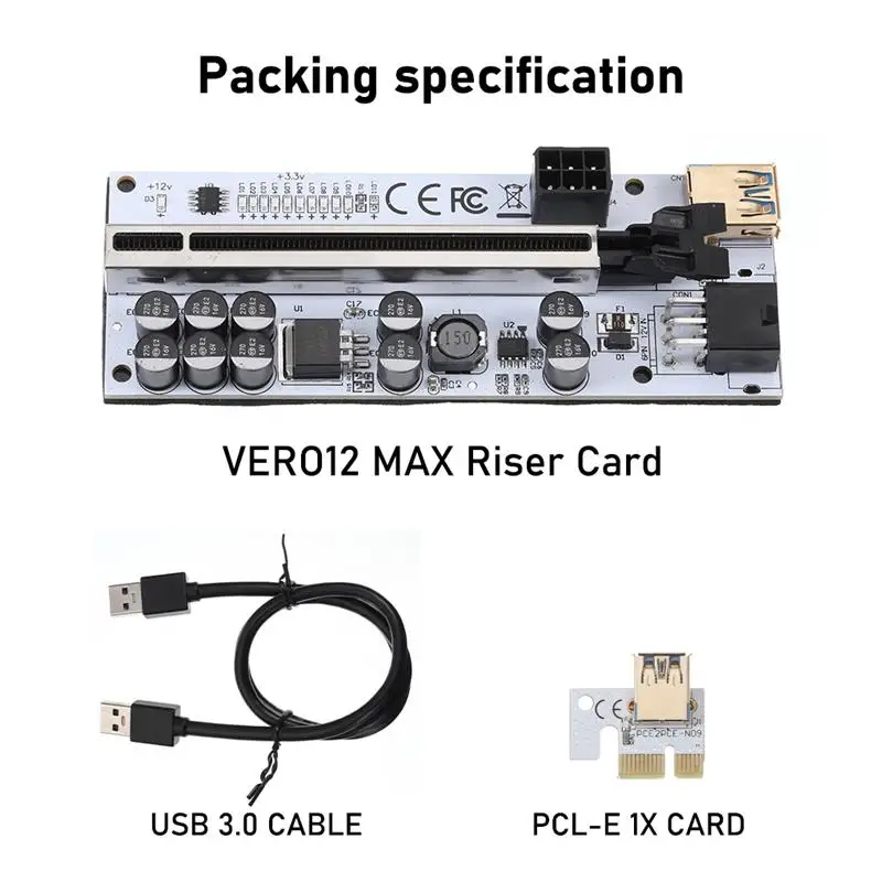 

Riser VER012 USB 3,0 PCI-E Riser VER012MAX Express кабель Riser для видеокарты X16 Extender PCI-E Riser Card для майнинга