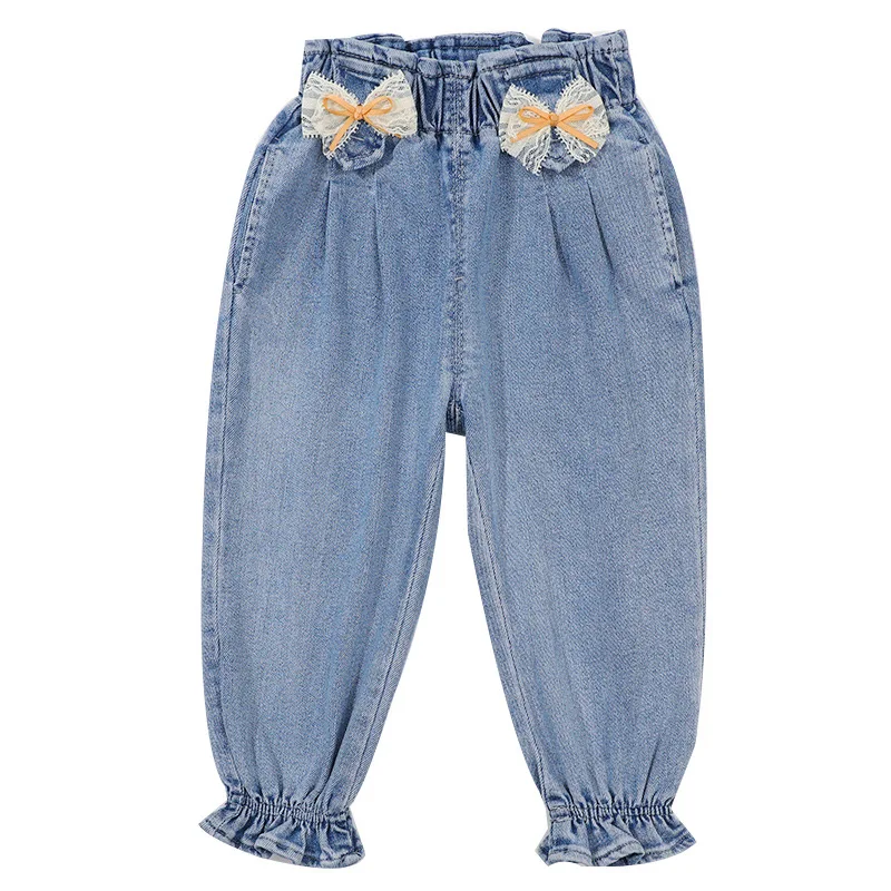 

Baby Girls Jeans 2022 Spring Autumn Children Denim Pants Kids Dow Jeans Elastic Waist Loose Student Trousers Comfortable Clothes