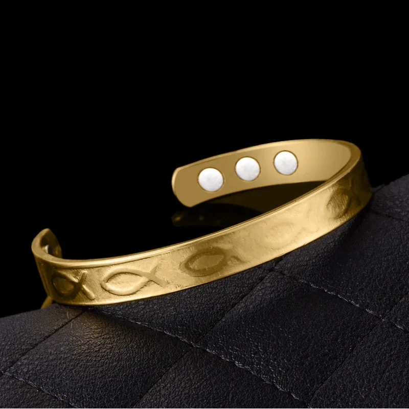 Универсальный 18-каратный позолоченный медный ювелирный браслет магнитный для