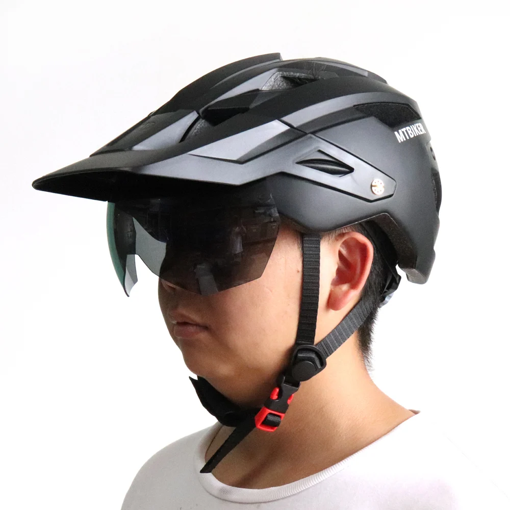 

Newest Road Bike Mountain Bike Helmet with TT Lens & Visor Men Women Cycling Helmet Sports Mtb Bicycle Helmet