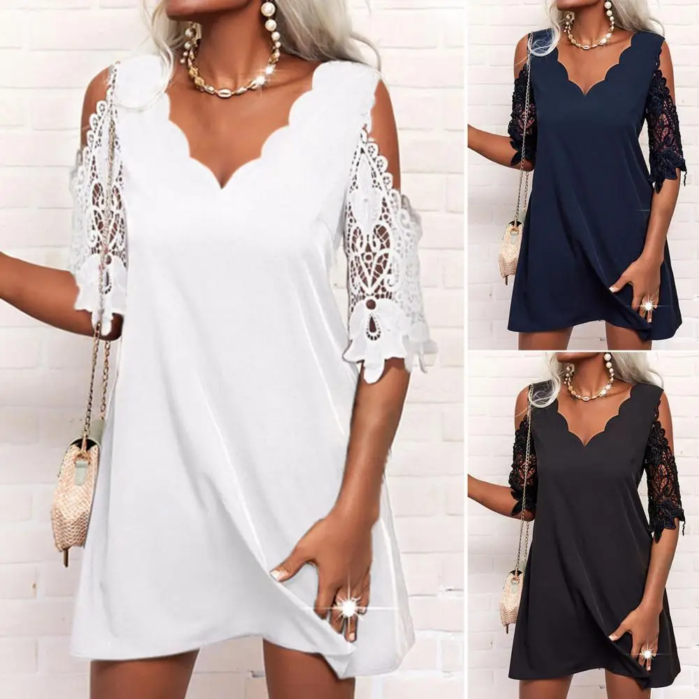 

for Dating Streetwear Fashion Dress Mini Dress Short Sleeve Lace Patchwork for Dating