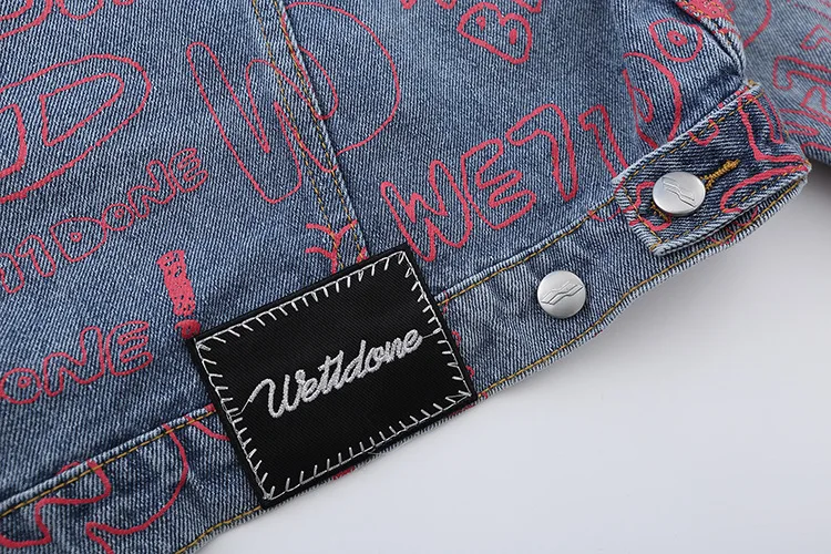 Новинка 2021 мужские бейсбольные куртки Welldone из тяжелого денима с длинными