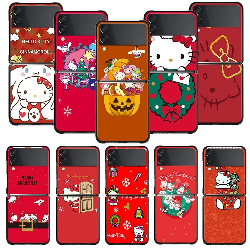 

Sanrio Red Hello Kitty Phone Case For Samsung Galaxy Z Flip Z Flip3 5G Z Flip4 Hard PC Matte Shell