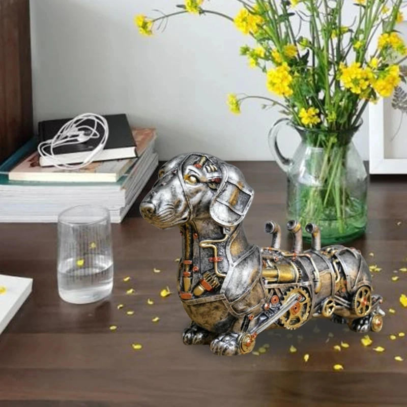 Механическая фигурка собаки в стиле панк поделки из смолы скульптура стимпанк