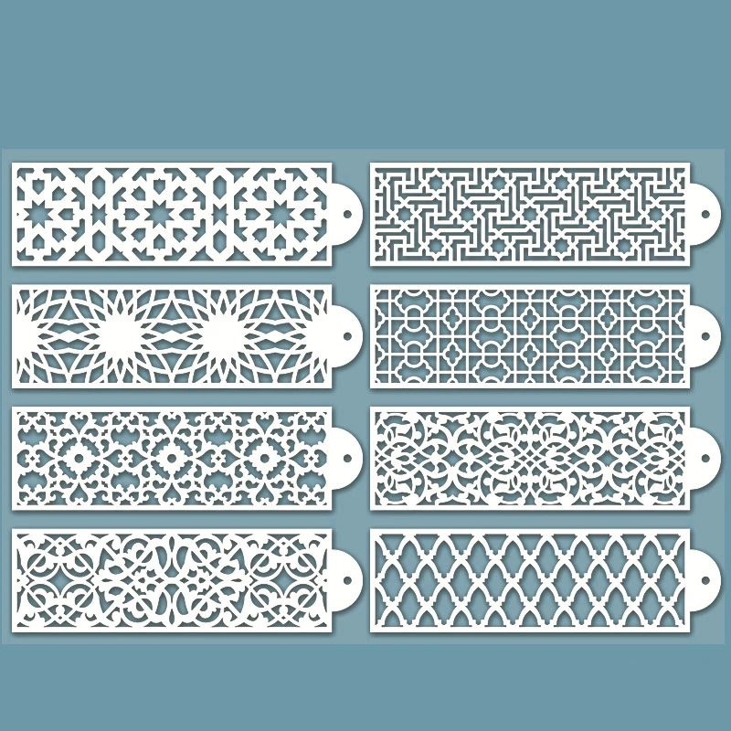 

8pcs/set Cake Surround Framing Totem Template Lace Cake Boder Stencils Template DIY Drawing Mold Pastry Tools Bakeware