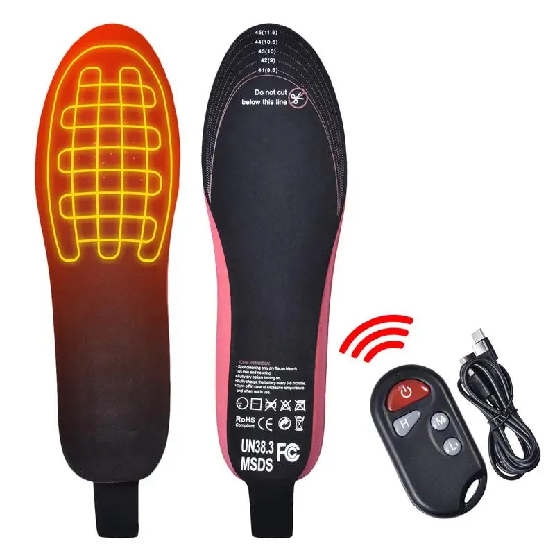 

3.7V Rechargeable Electric Heated Insole Foot Warmer With Remote Control Warm Heated Insoles Sport Shoes Pads For Winter Skiing