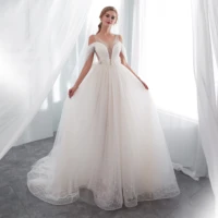 new bride star sky luxury big tail thin hepburn backless dream main wedding dress female off shoulder wedding dresses